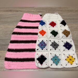 Lot of 2 Small Handmade Dog Sweaters